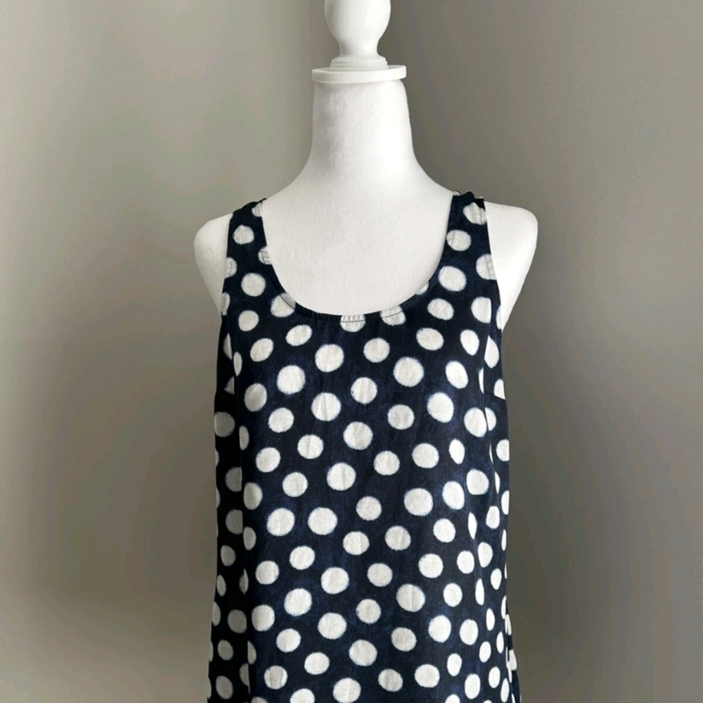 Michael Kors Polka Dot Sleeveless Blouse Tank Top Navy White XL
